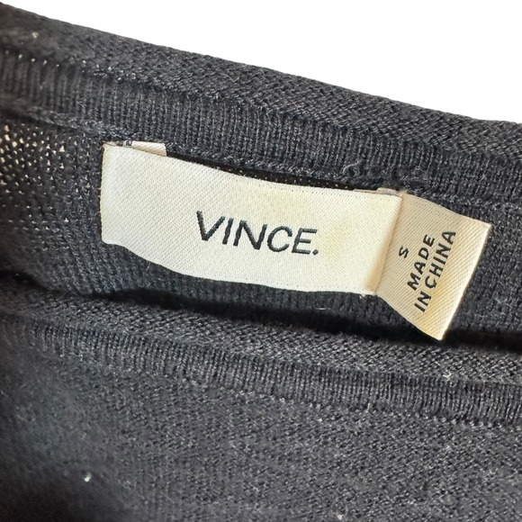 Vince Black Long Sleeve Boat Neck Casual Pullover Top Womens Size Small - Picture 3 of 4